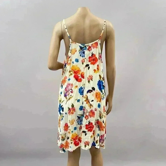 Slip Dress Tolani XL Spaghetti Strap Shift Floral Satin Above Knee Cupro Y2K Fai - Picture 2 of 11